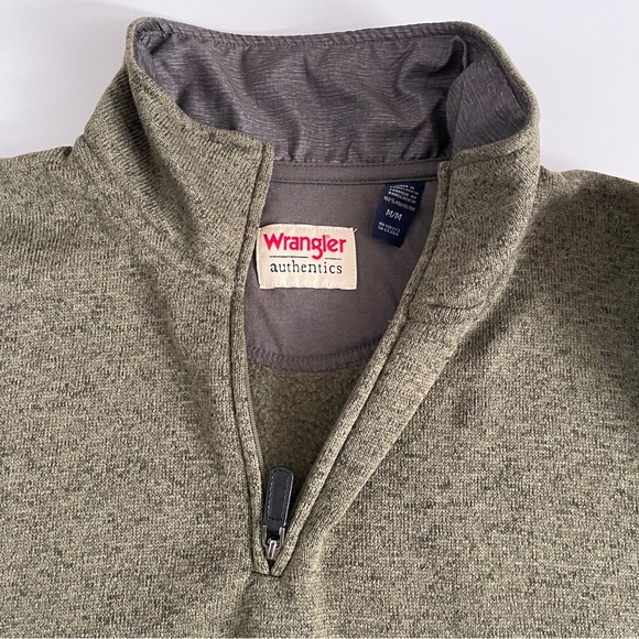Men's Wrangler Long Sleeve fleece Quarter-Zip - Olive size Medium - Picture 4 of 8